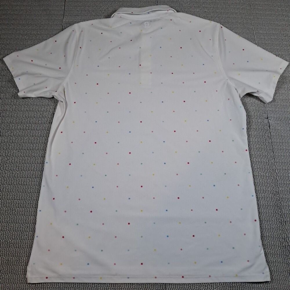 G/Fore Mens Multicolor Mini Stars Slim Fit Polo, White Size XL - Picture 6 of 6